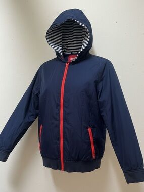 Arizona Jean Company Navy Hooded Jacket with Red Accents
